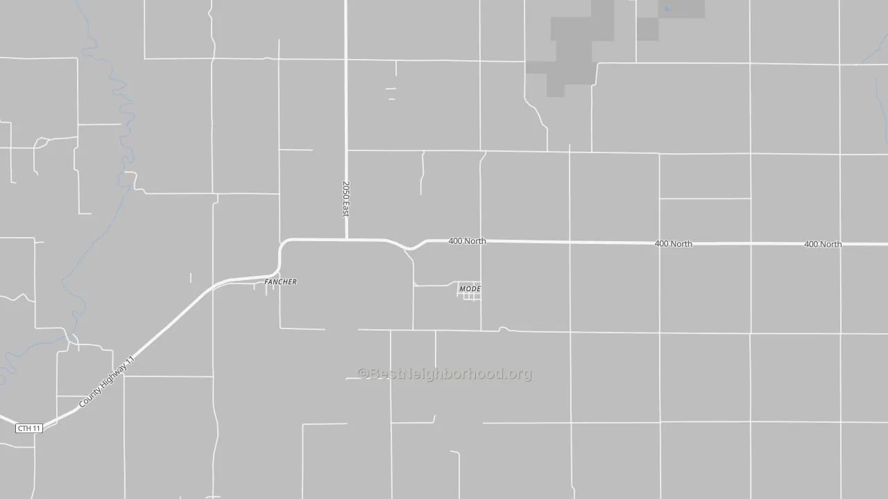Walk Grade map of 62444, IL, walkable areas in green and car-dependent areas in red