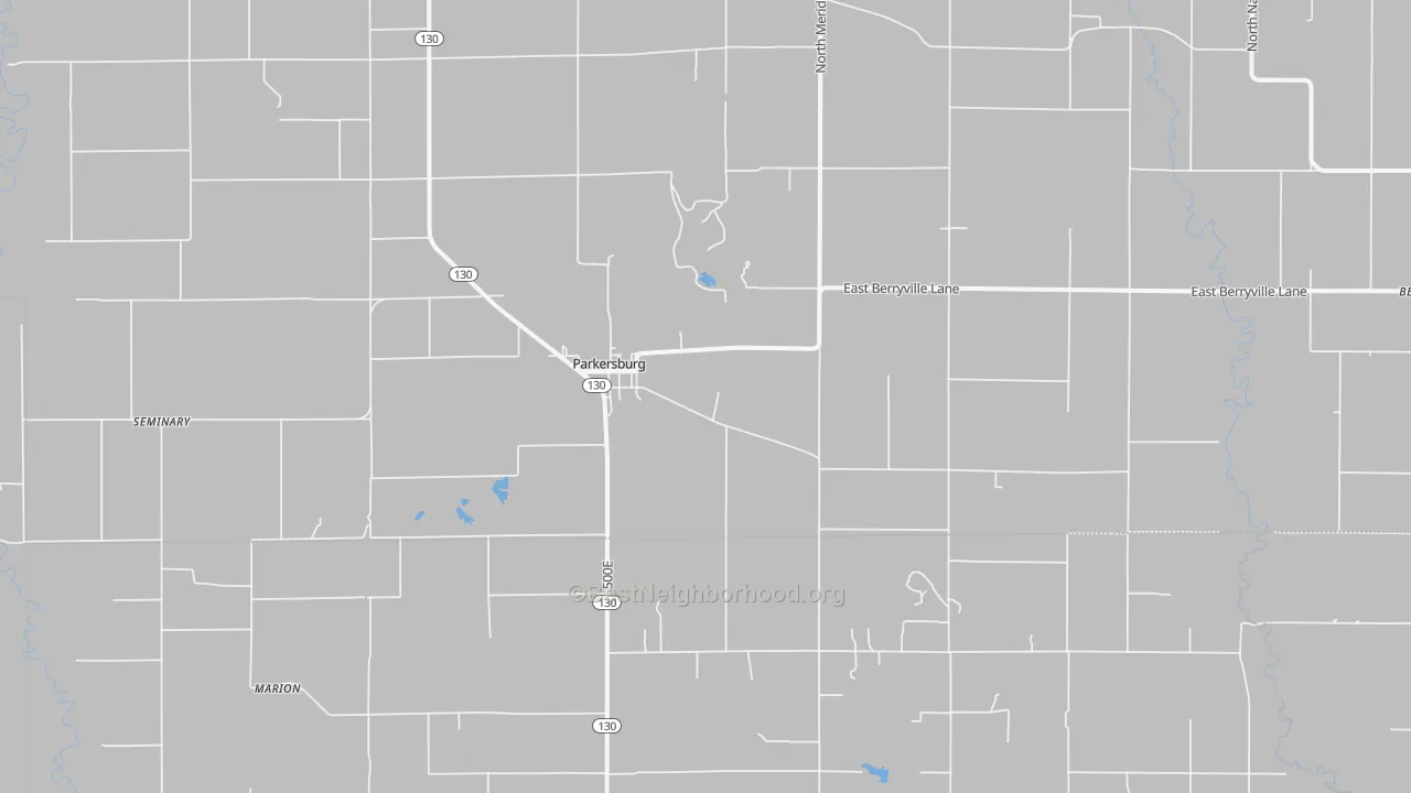 Walk Grade map of 62452, IL, walkable areas in green and car-dependent areas in red
