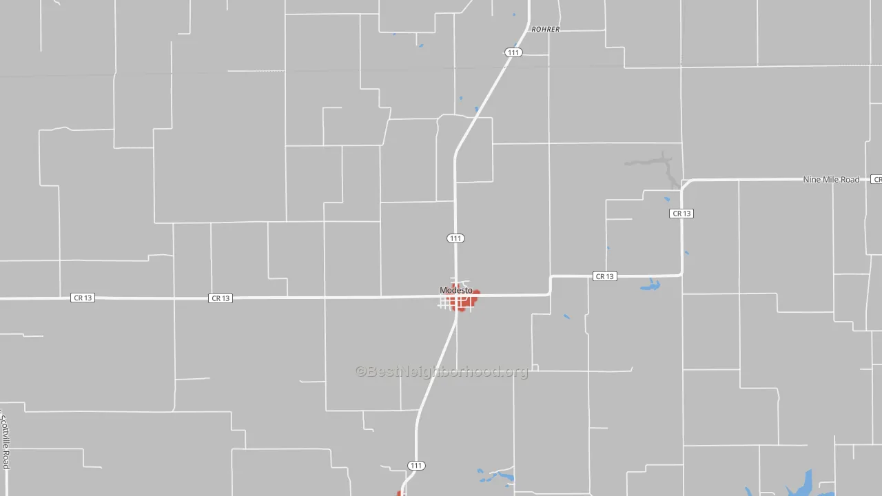 Walk Grade map of 62667, IL, walkable areas in green and car-dependent areas in red