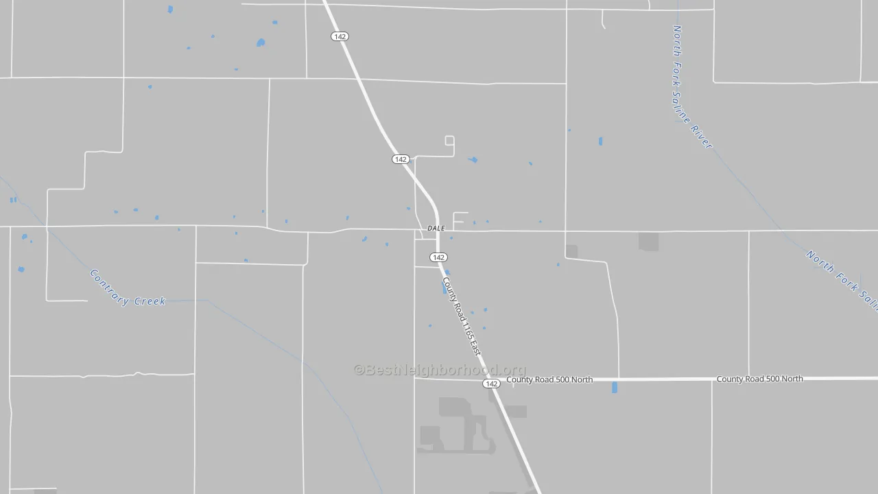 Walk Grade map of 62829, IL, walkable areas in green and car-dependent areas in red