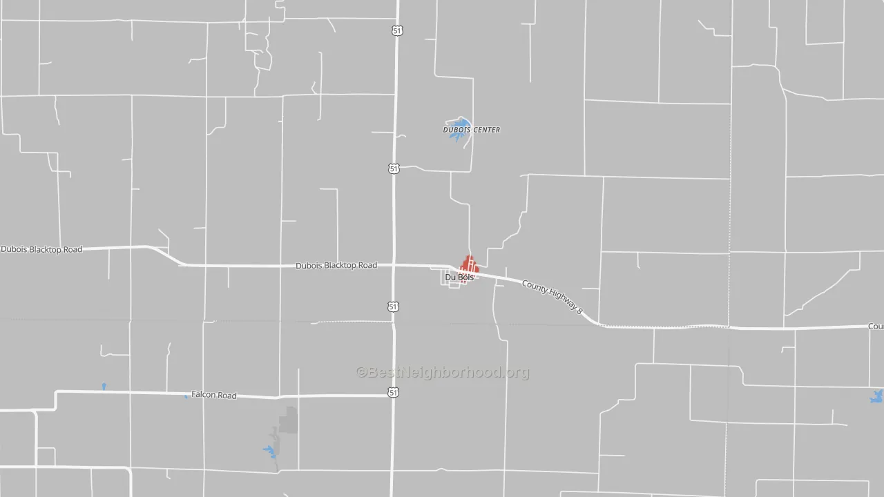 Walk Grade map of 62831, IL, walkable areas in green and car-dependent areas in red