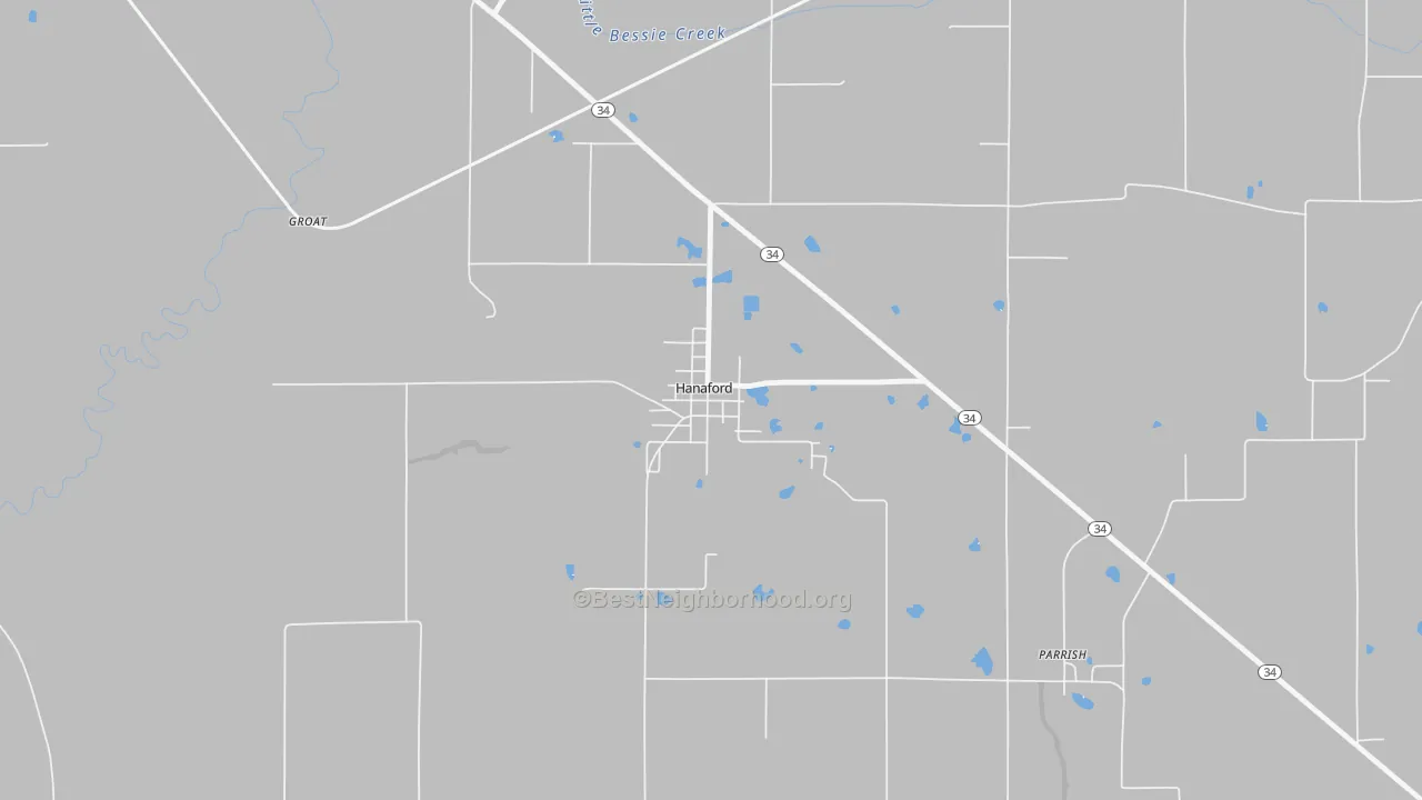 Walk Grade map of 62856, IL, walkable areas in green and car-dependent areas in red