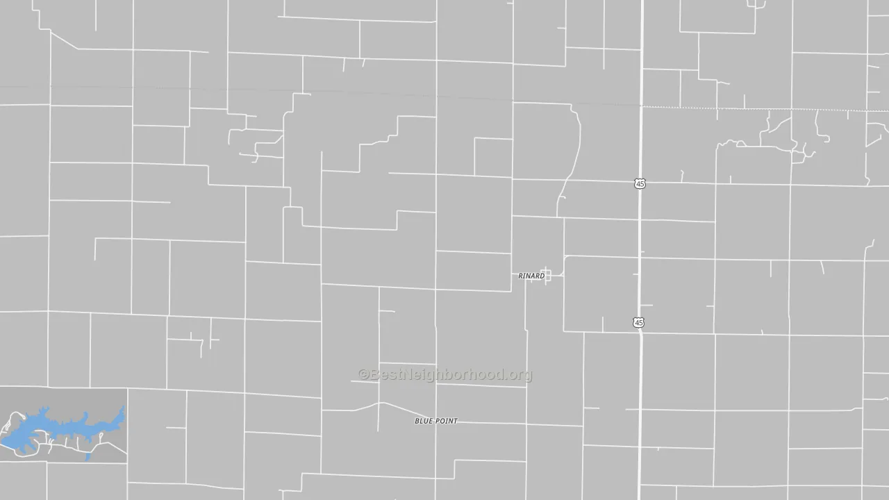 Walk Grade map of 62878, IL, walkable areas in green and car-dependent areas in red