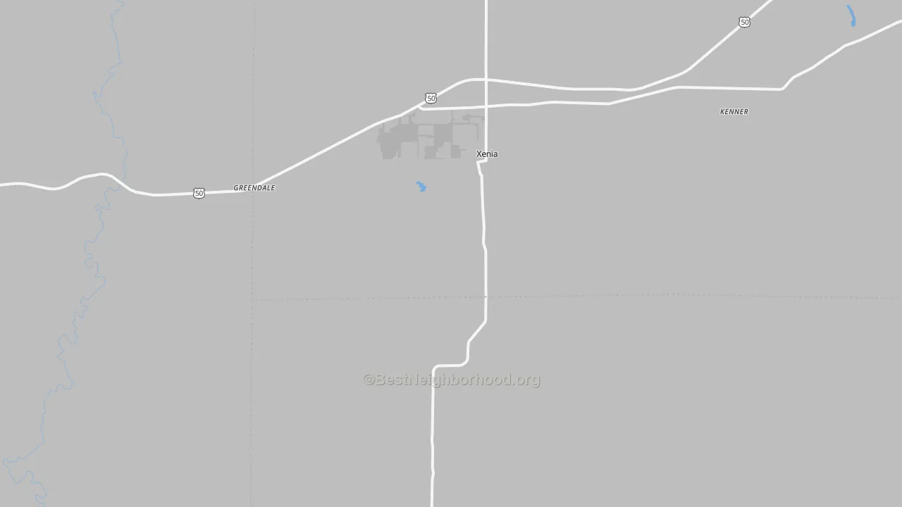 Walk Grade map of 62899, IL, walkable areas in green and car-dependent areas in red