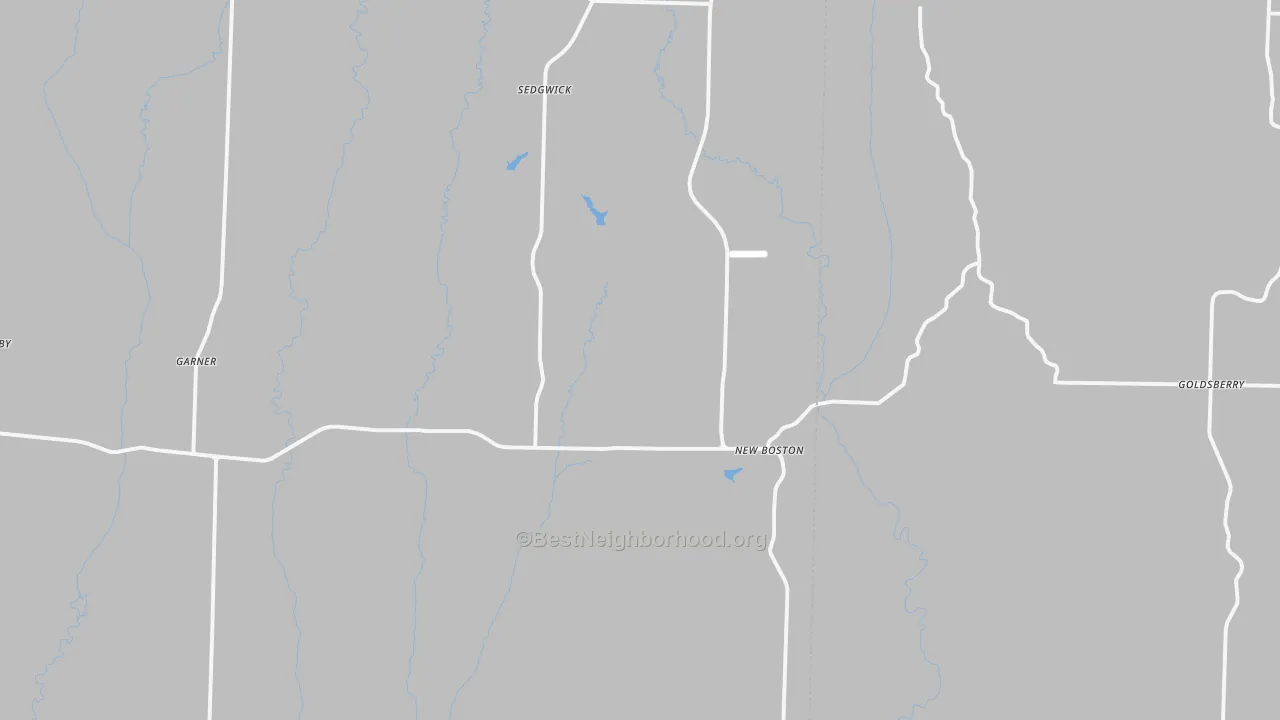 Walk Grade map of 63557, MO, walkable areas in green and car-dependent areas in red