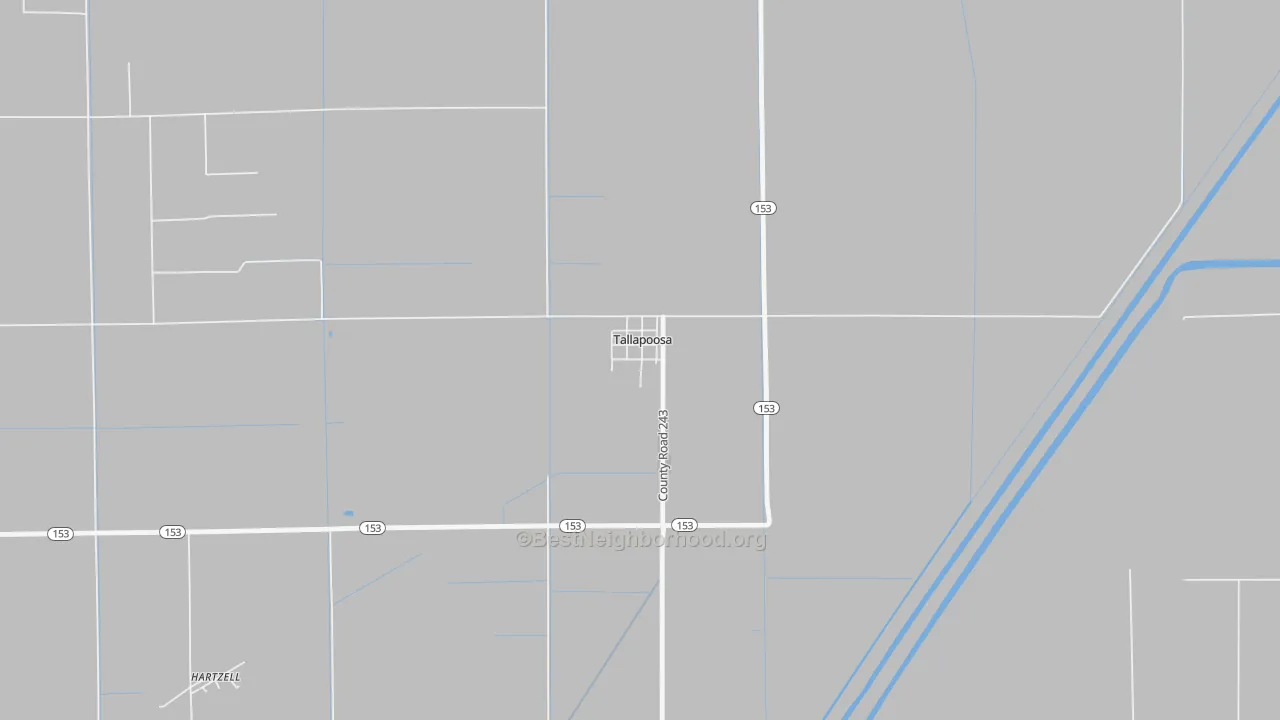 Walk Grade map of 63878, MO, walkable areas in green and car-dependent areas in red
