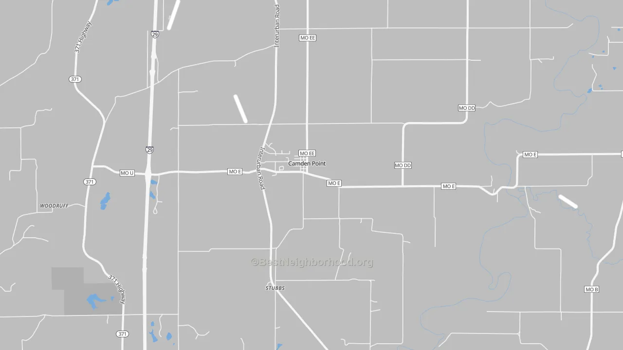 Walk Grade map of 64018, MO, walkable areas in green and car-dependent areas in red