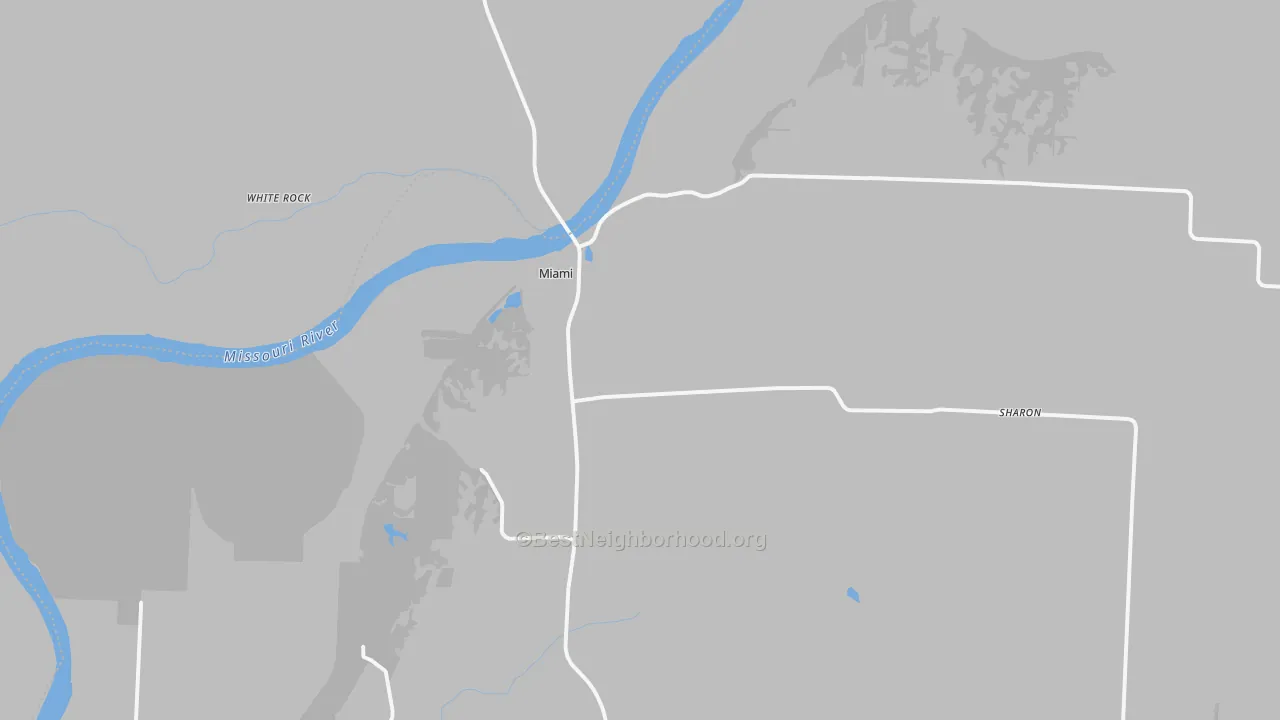 Walk Grade map of 65344, MO, walkable areas in green and car-dependent areas in red