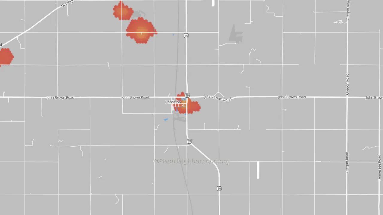 Walk Grade map of 66078, KS, walkable areas in green and car-dependent areas in red