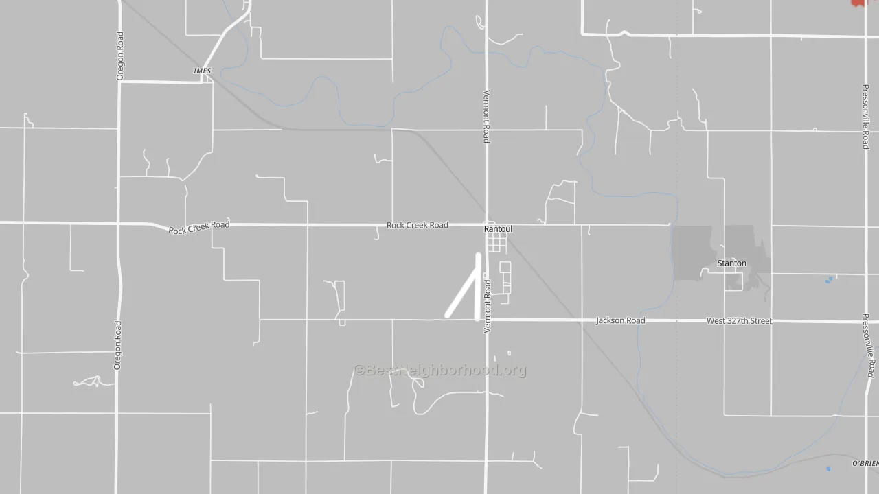 Walk Grade map of 66079, KS, walkable areas in green and car-dependent areas in red