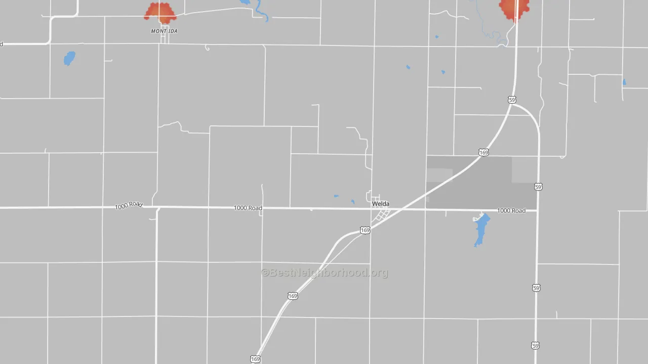 Walk Grade map of 66091, KS, walkable areas in green and car-dependent areas in red