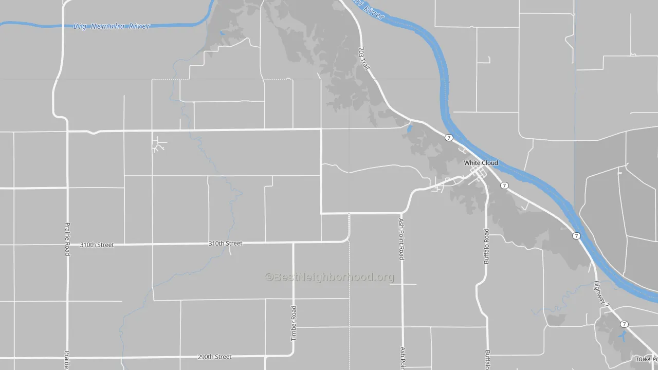 Walk Grade map of 66094, KS, walkable areas in green and car-dependent areas in red