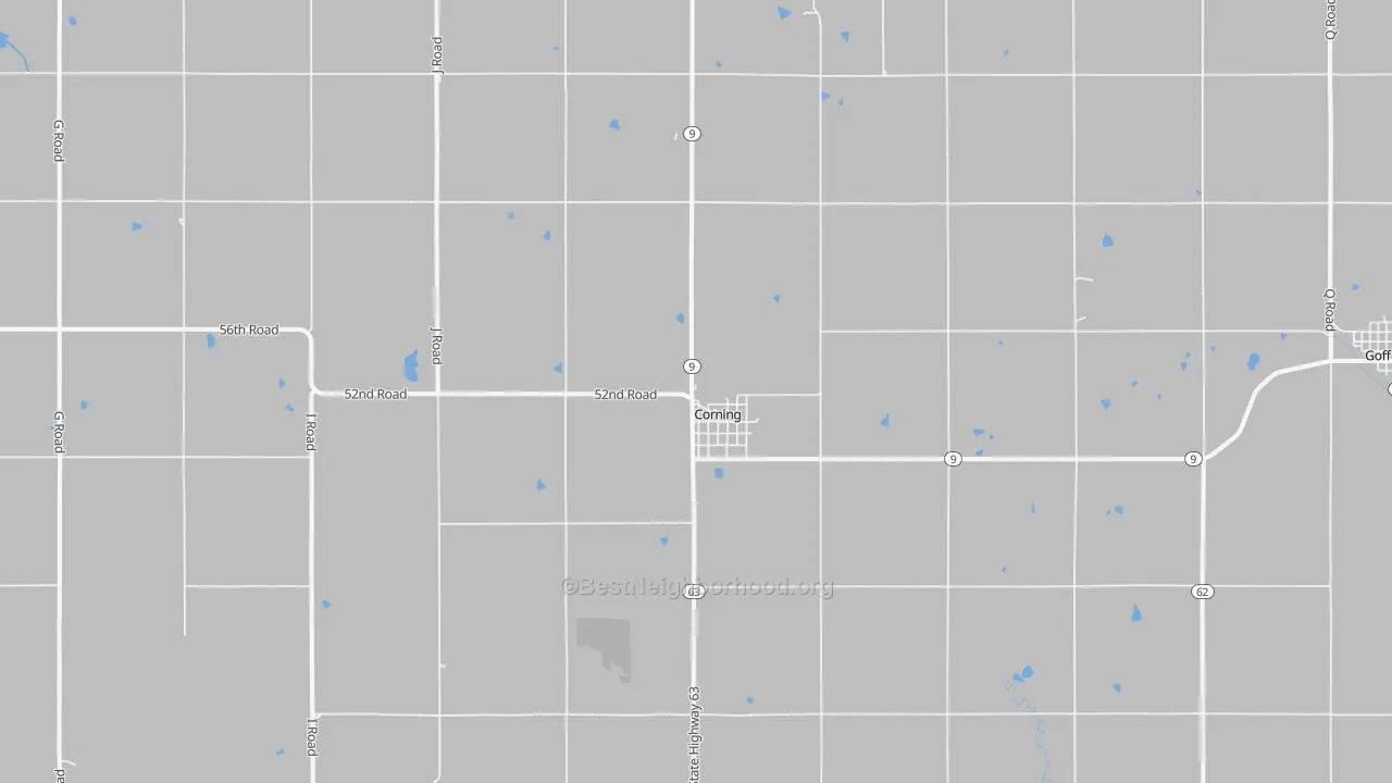 Walk Grade map of 66417, KS, walkable areas in green and car-dependent areas in red