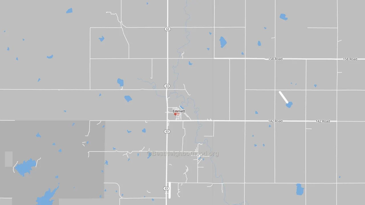 Walk Grade map of 66422, KS, walkable areas in green and car-dependent areas in red