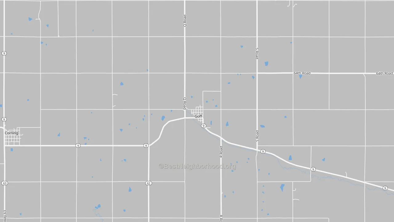 Walk Grade map of 66428, KS, walkable areas in green and car-dependent areas in red