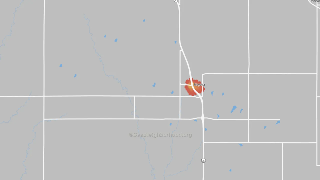 Walk Grade map of 66509, KS, walkable areas in green and car-dependent areas in red