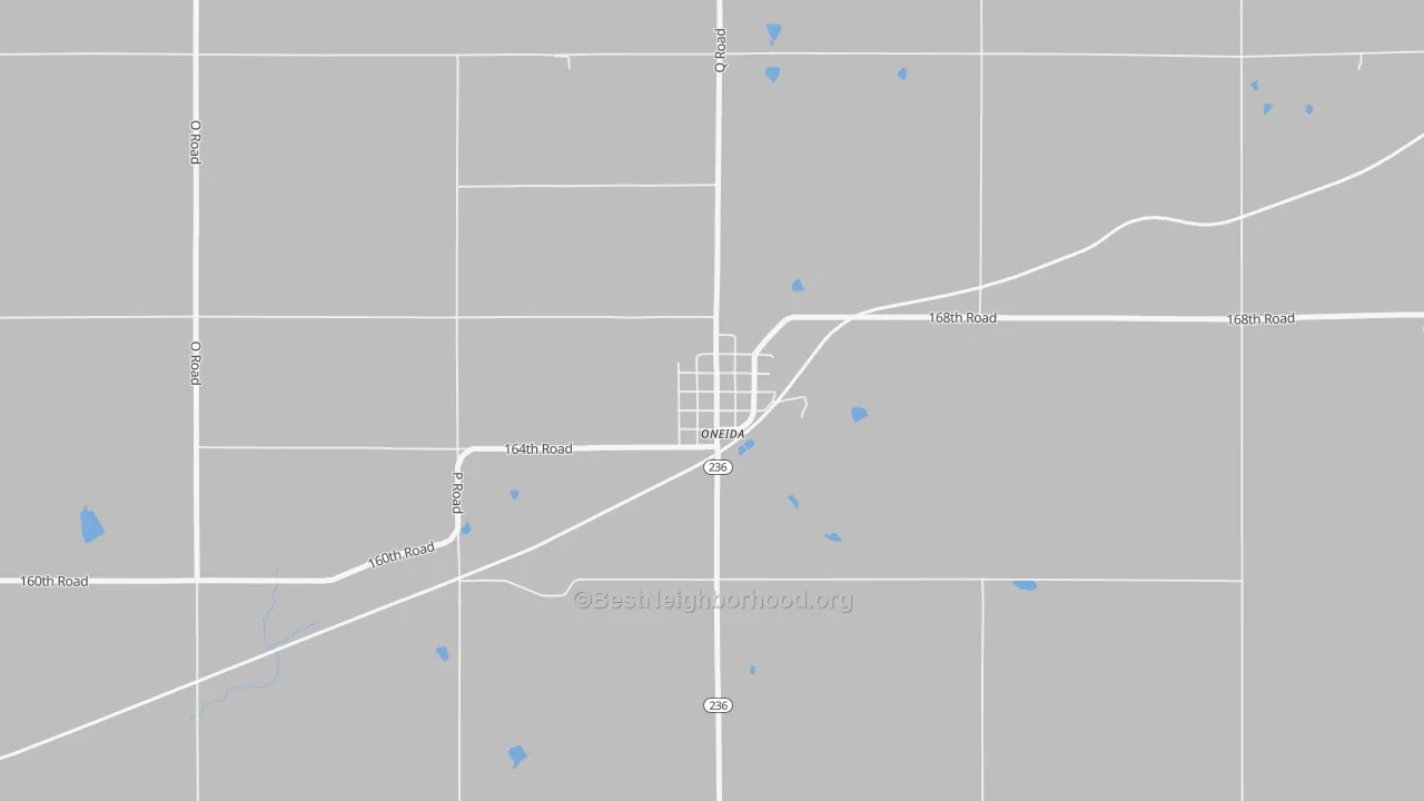 Walk Grade map of 66522, KS, walkable areas in green and car-dependent areas in red