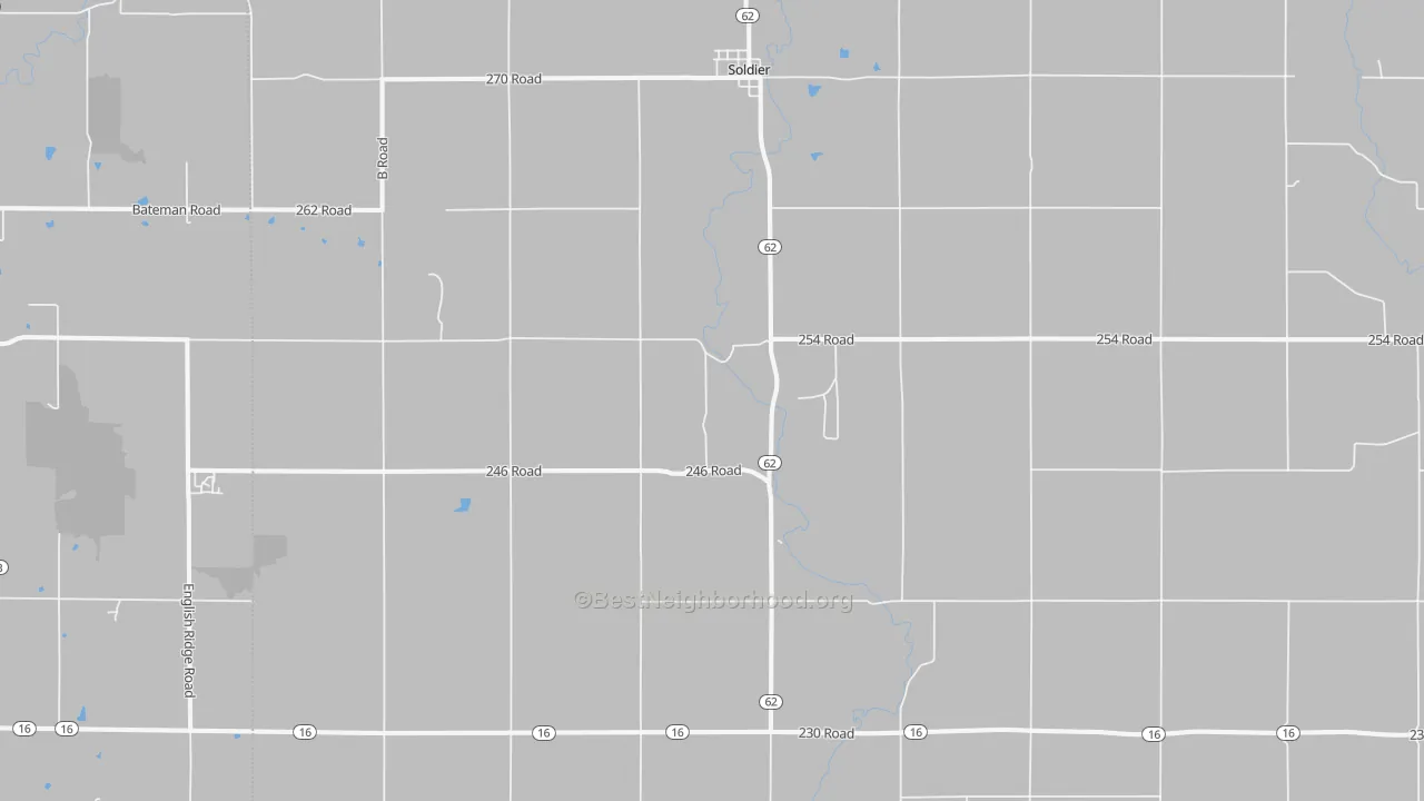 Walk Grade map of 66540, KS, walkable areas in green and car-dependent areas in red