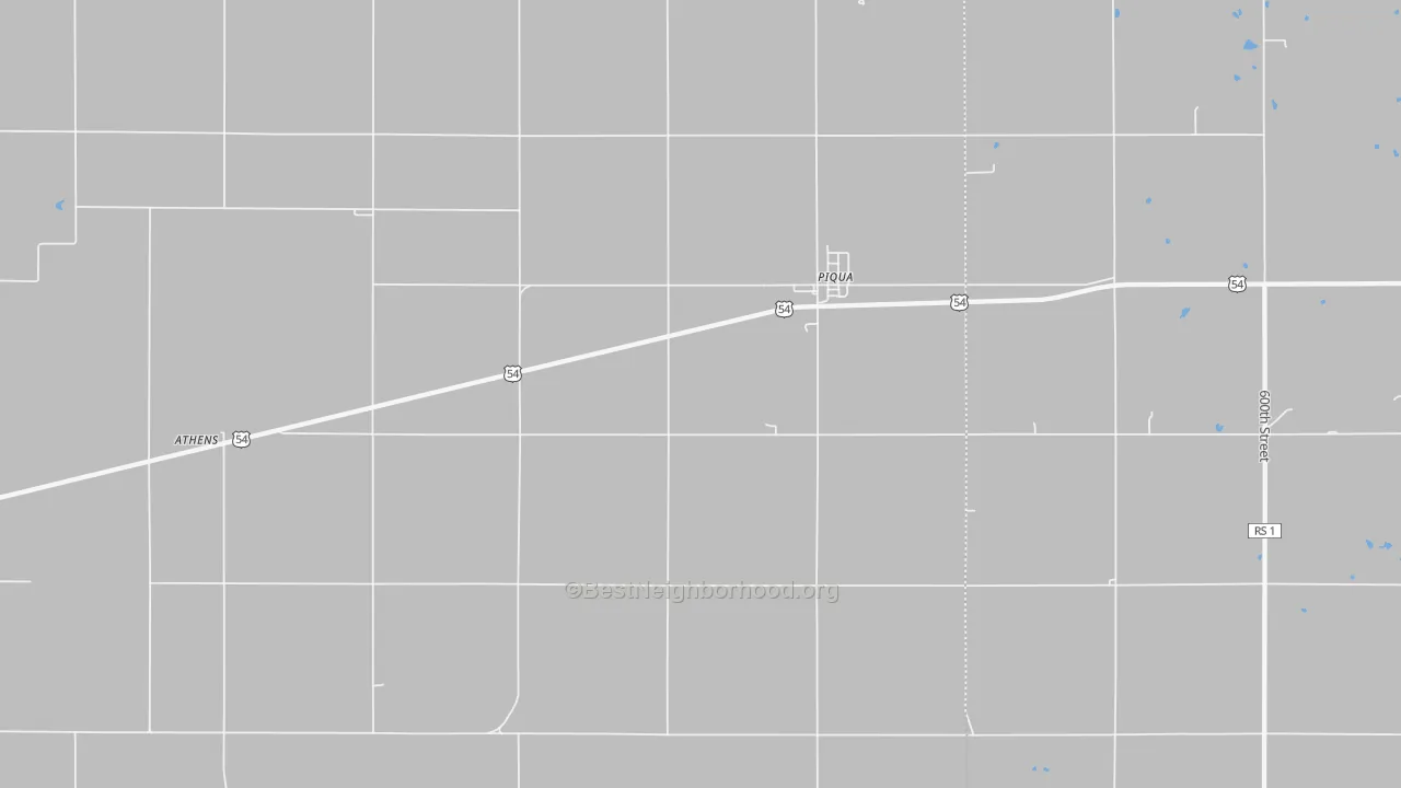 Walk Grade map of 66761, KS, walkable areas in green and car-dependent areas in red