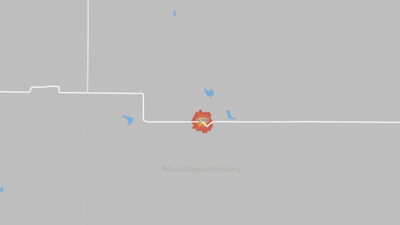 Walk Grade map of 66852, KS, walkable areas in green and car-dependent areas in red