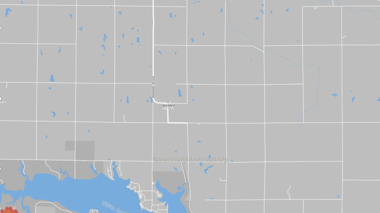 Walk Grade map of 66970, KS, walkable areas in green and car-dependent areas in red