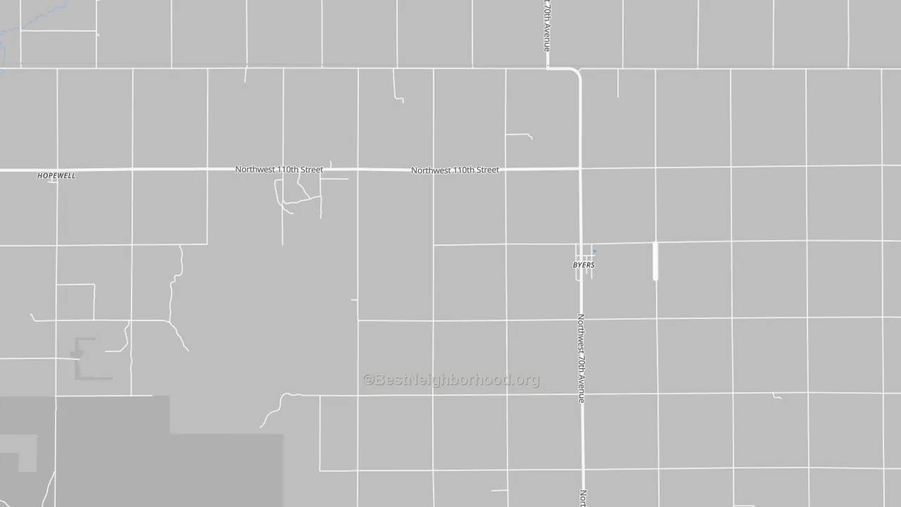 Walk Grade map of 67021, KS, walkable areas in green and car-dependent areas in red