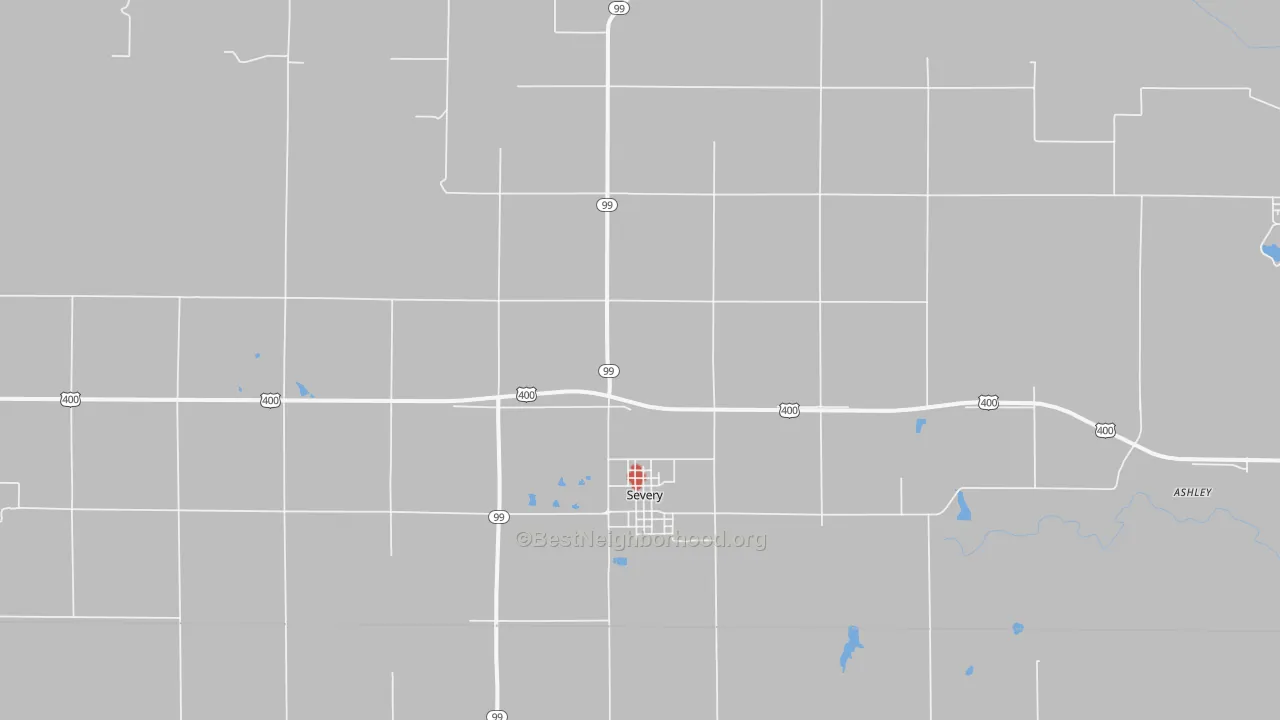 Walk Grade map of 67137, KS, walkable areas in green and car-dependent areas in red