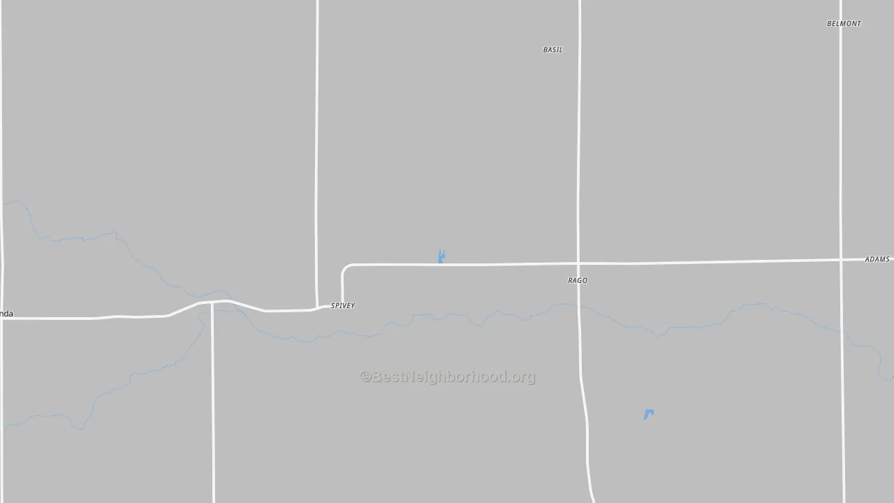 Walk Grade map of 67142, KS, walkable areas in green and car-dependent areas in red