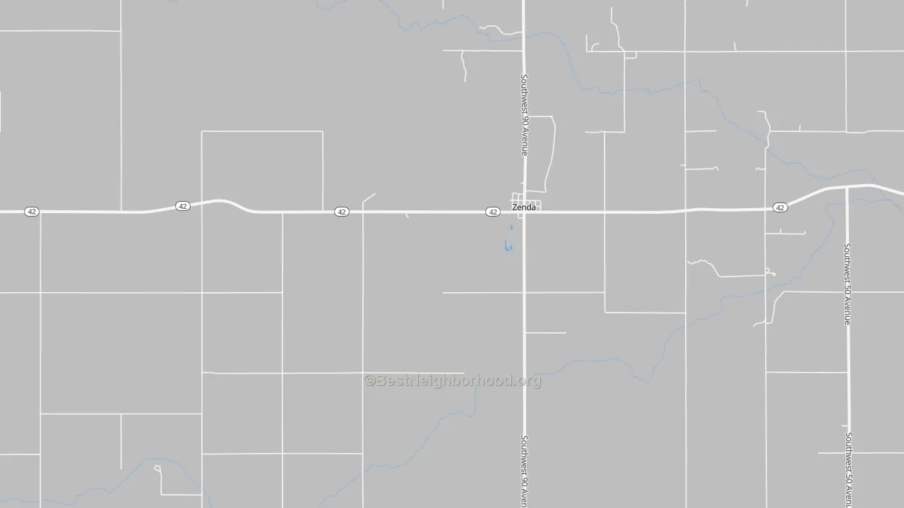 Walk Grade map of 67159, KS, walkable areas in green and car-dependent areas in red