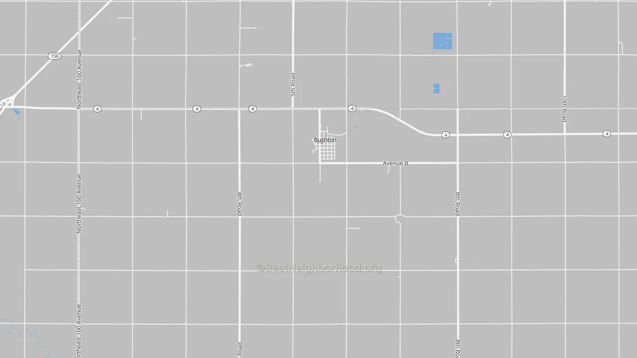 Walk Grade map of 67427, KS, walkable areas in green and car-dependent areas in red