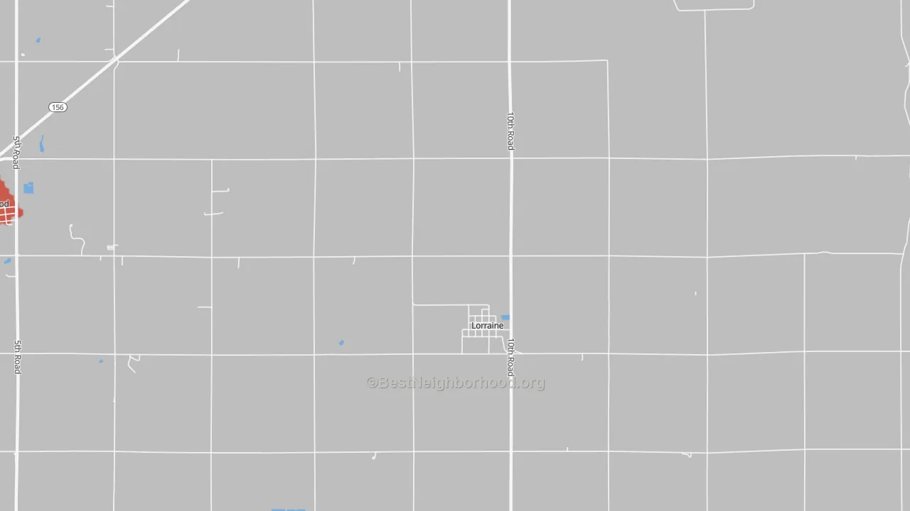 Walk Grade map of 67459, KS, walkable areas in green and car-dependent areas in red