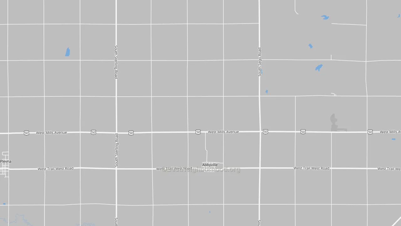 Walk Grade map of 67510, KS, walkable areas in green and car-dependent areas in red