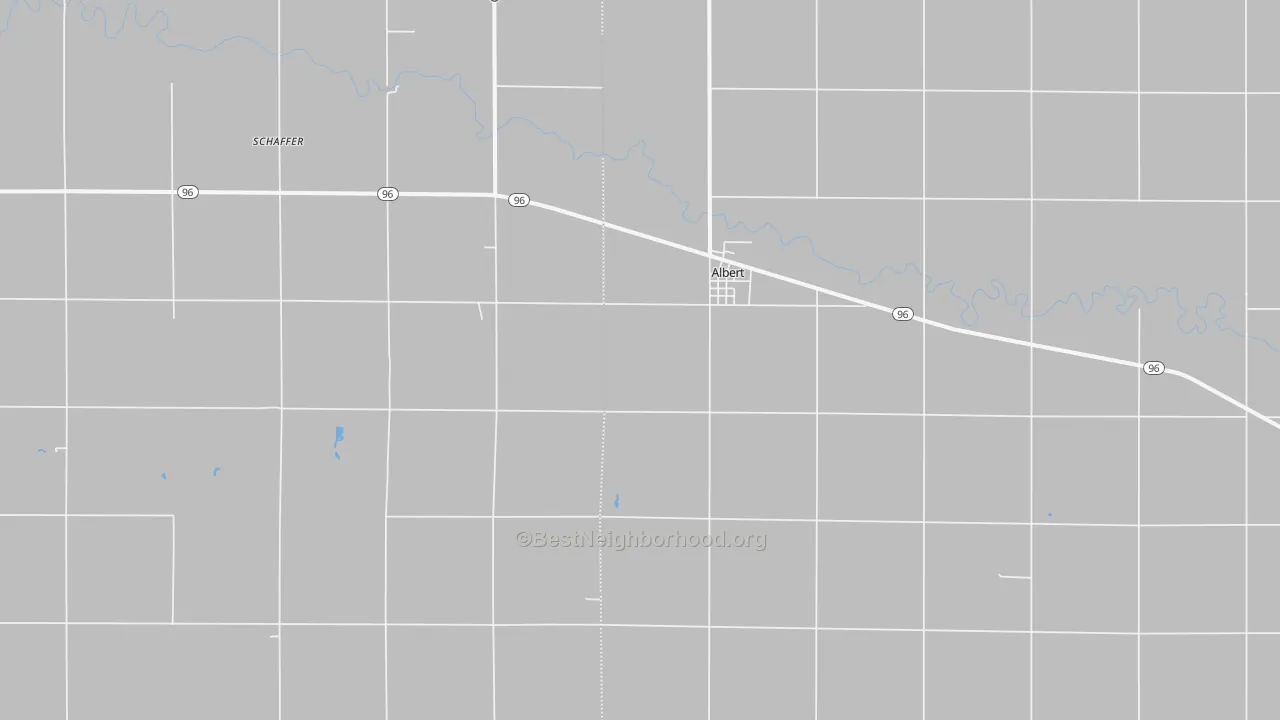 Walk Grade map of 67511, KS, walkable areas in green and car-dependent areas in red