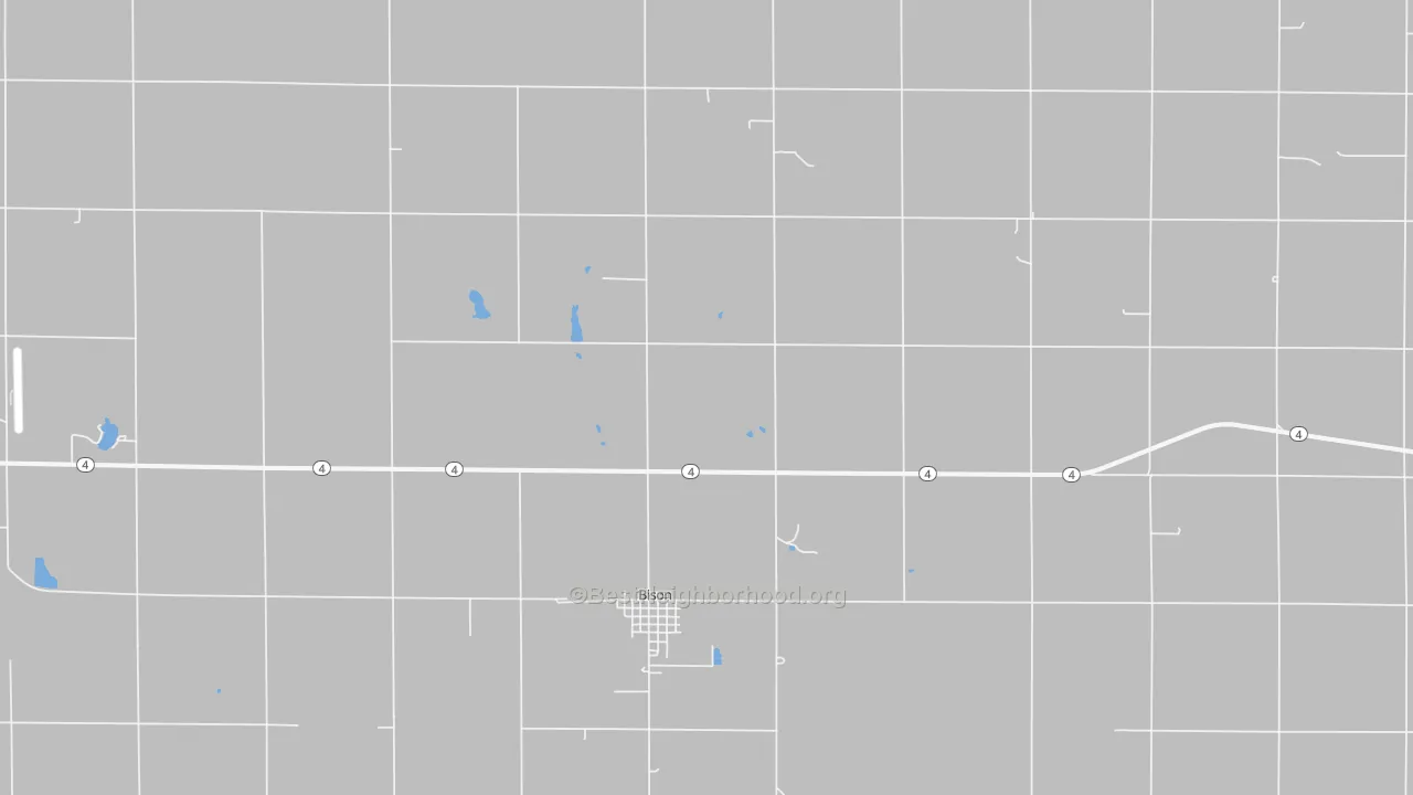 Walk Grade map of 67520, KS, walkable areas in green and car-dependent areas in red