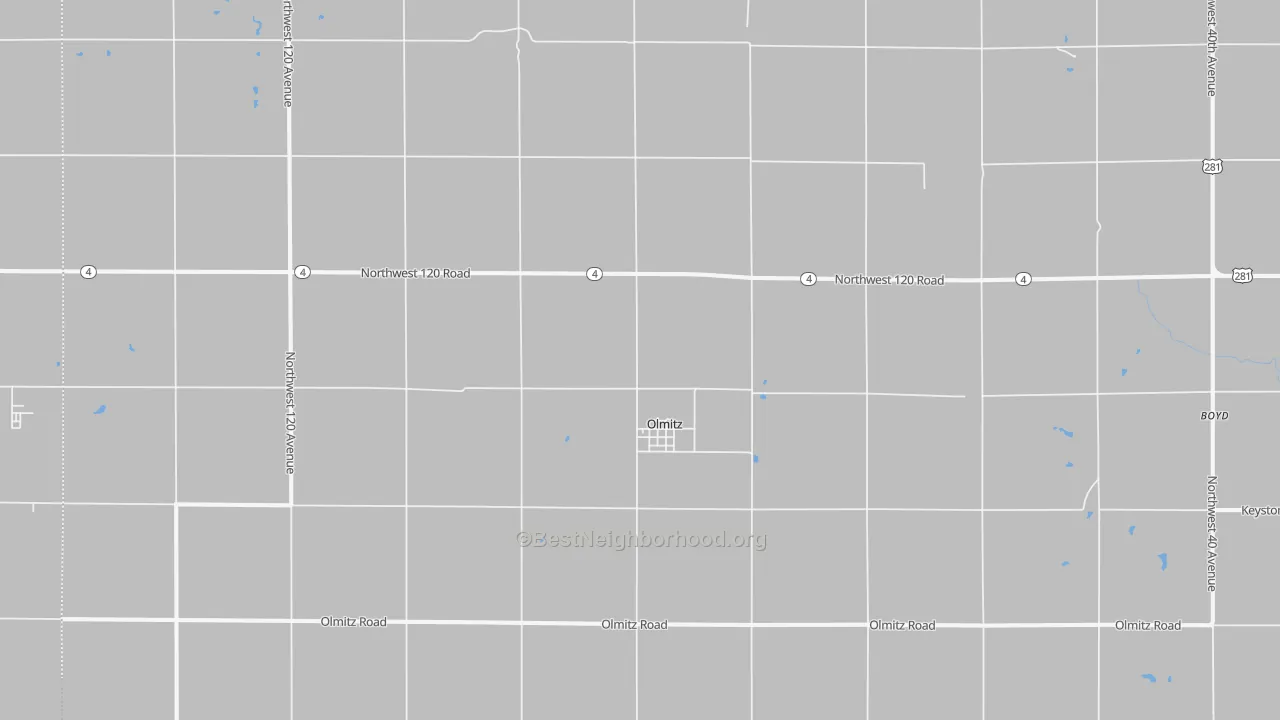 Walk Grade map of 67564, KS, walkable areas in green and car-dependent areas in red