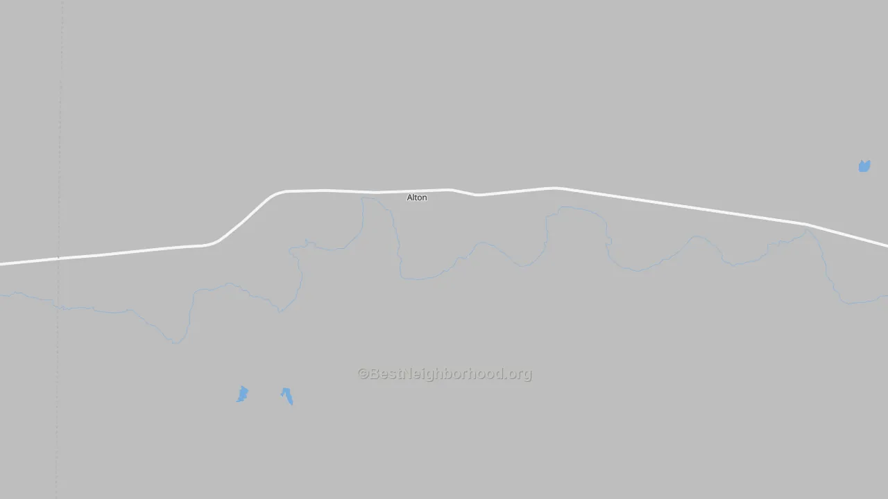 Walk Grade map of 67623, KS, walkable areas in green and car-dependent areas in red