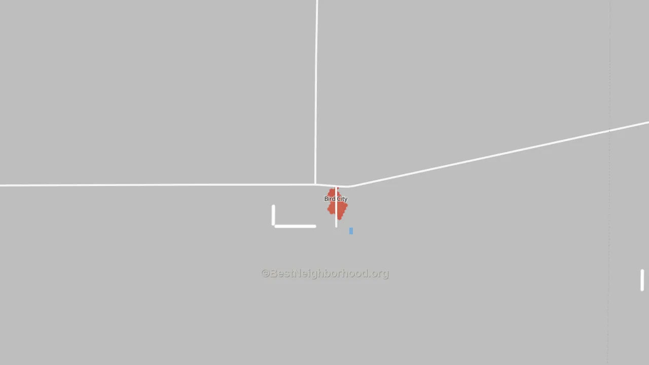 Walk Grade map of 67731, KS, walkable areas in green and car-dependent areas in red