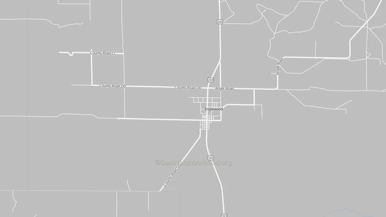 Walk Grade map of 67840, KS, walkable areas in green and car-dependent areas in red