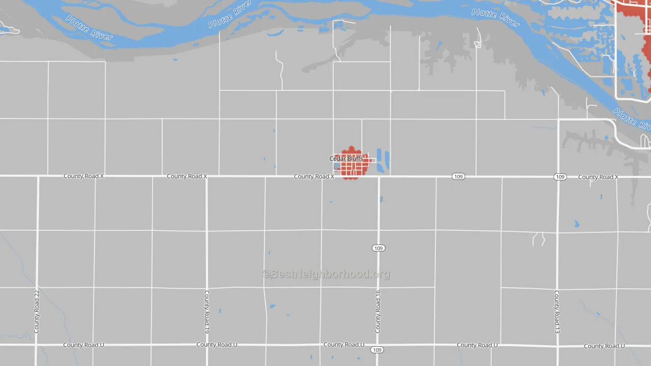 Walk Grade map of 68015, NE, walkable areas in green and car-dependent areas in red