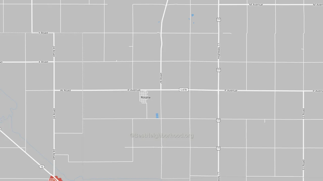 Walk Grade map of 68055, NE, walkable areas in green and car-dependent areas in red