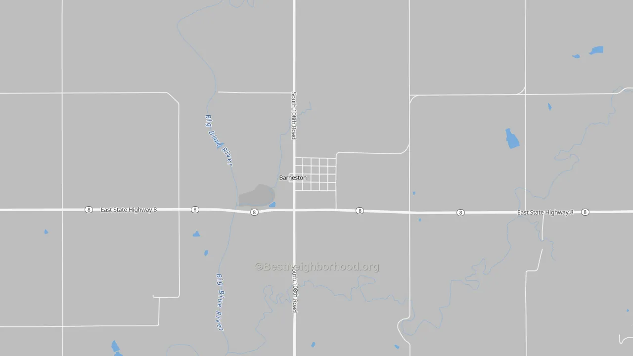 Walk Grade map of 68309, NE, walkable areas in green and car-dependent areas in red
