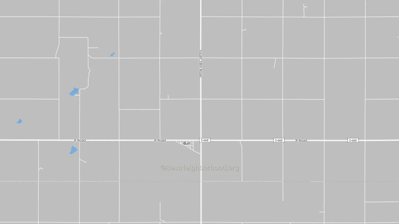 Walk Grade map of 68324, NE, walkable areas in green and car-dependent areas in red