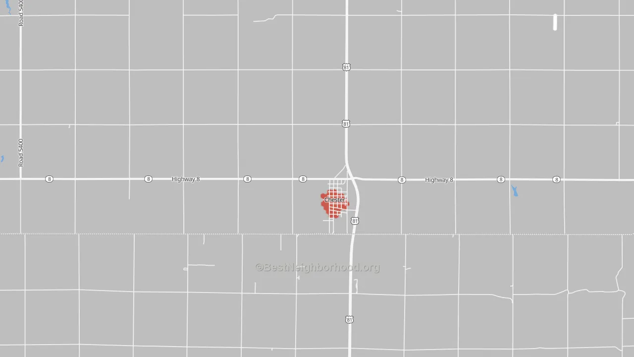 Walk Grade map of 68327, NE, walkable areas in green and car-dependent areas in red