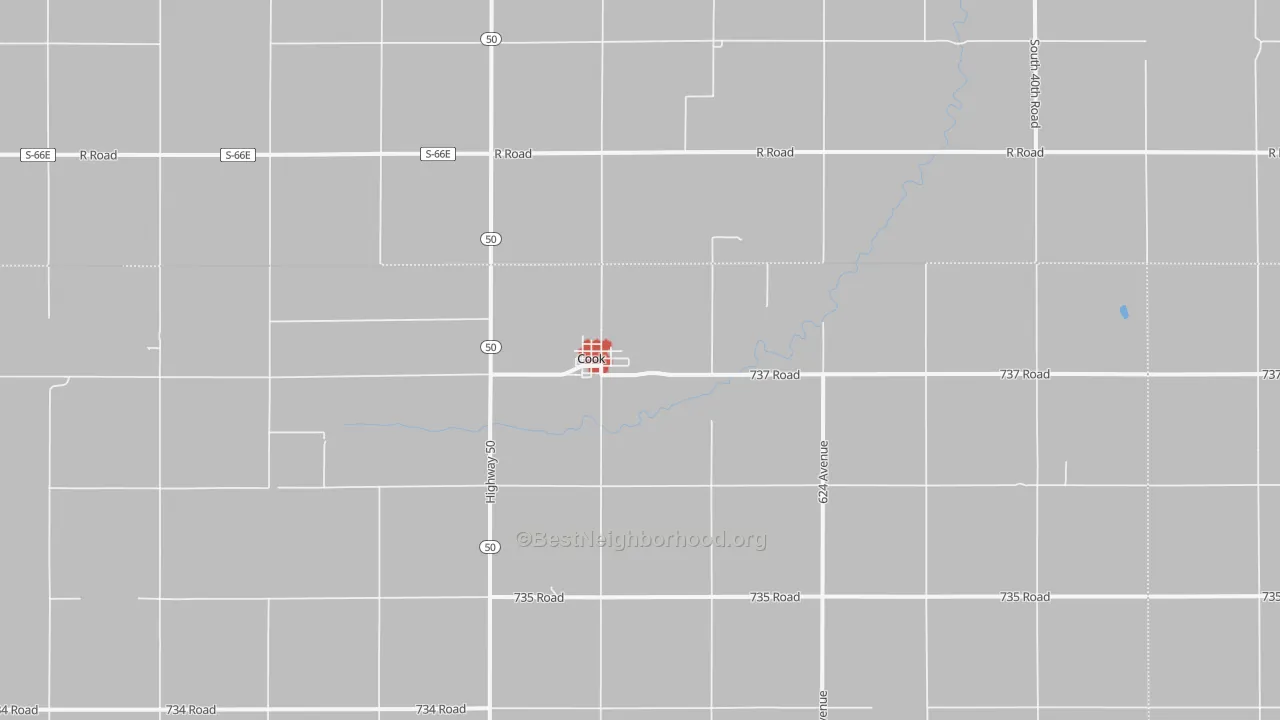 Walk Grade map of 68329, NE, walkable areas in green and car-dependent areas in red