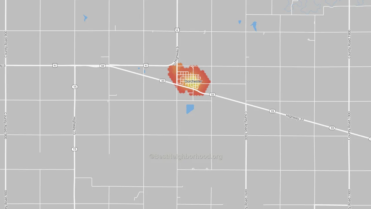 Walk Grade map of 68343, NE, walkable areas in green and car-dependent areas in red