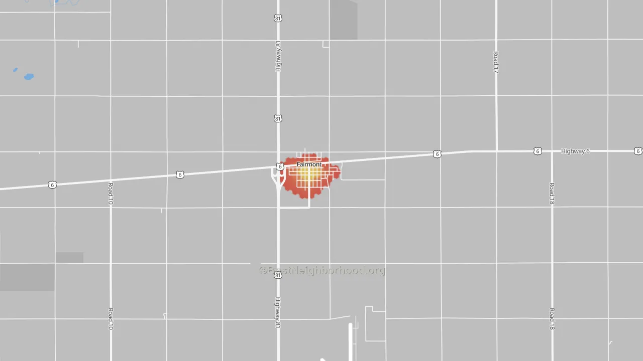 Walk Grade map of 68354, NE, walkable areas in green and car-dependent areas in red
