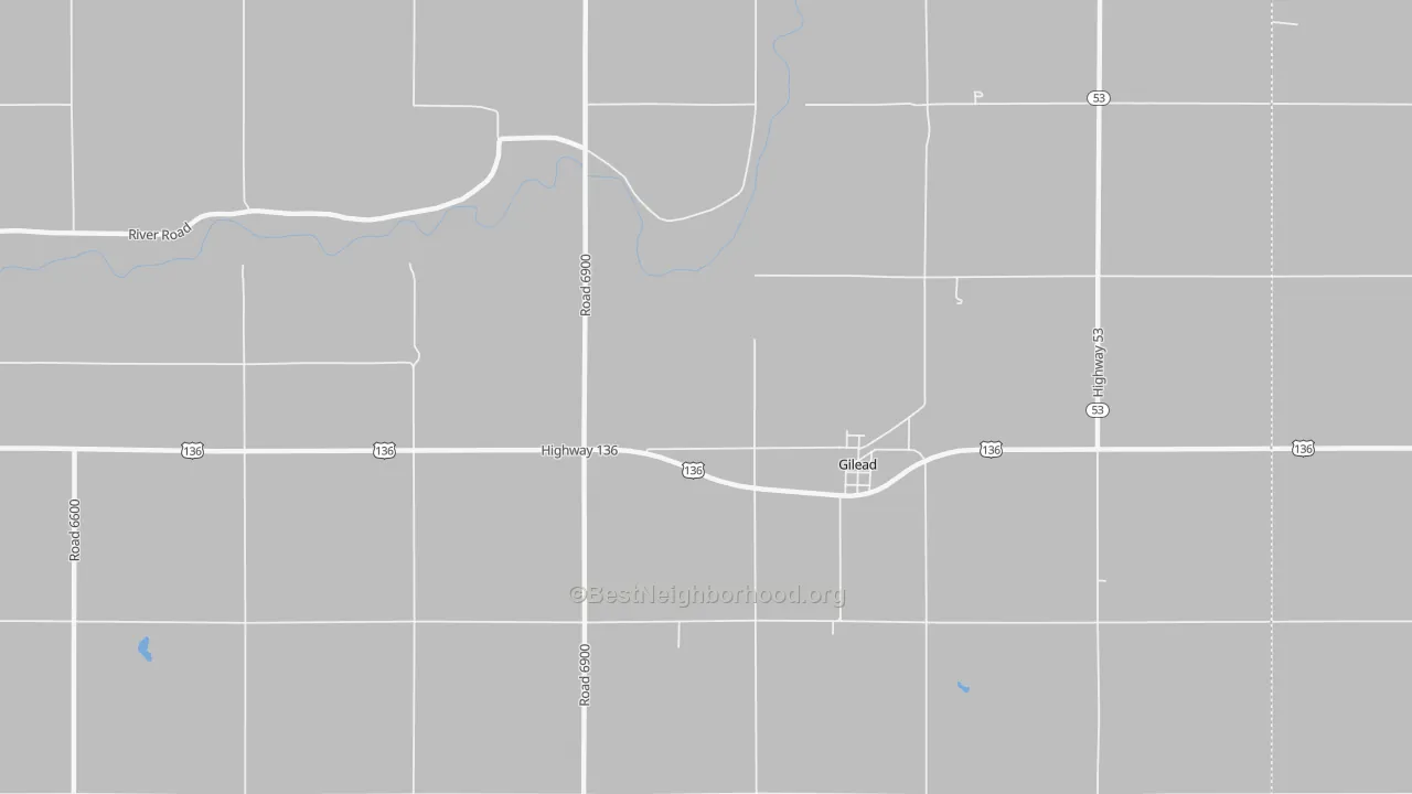 Walk Grade map of 68362, NE, walkable areas in green and car-dependent areas in red