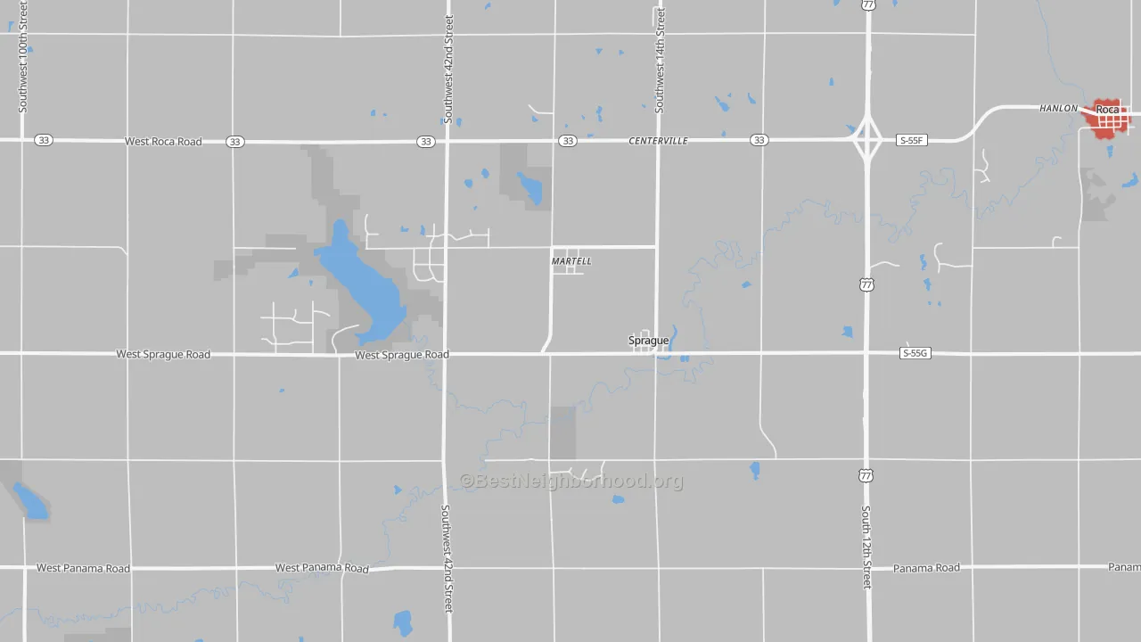 Walk Grade map of 68404, NE, walkable areas in green and car-dependent areas in red