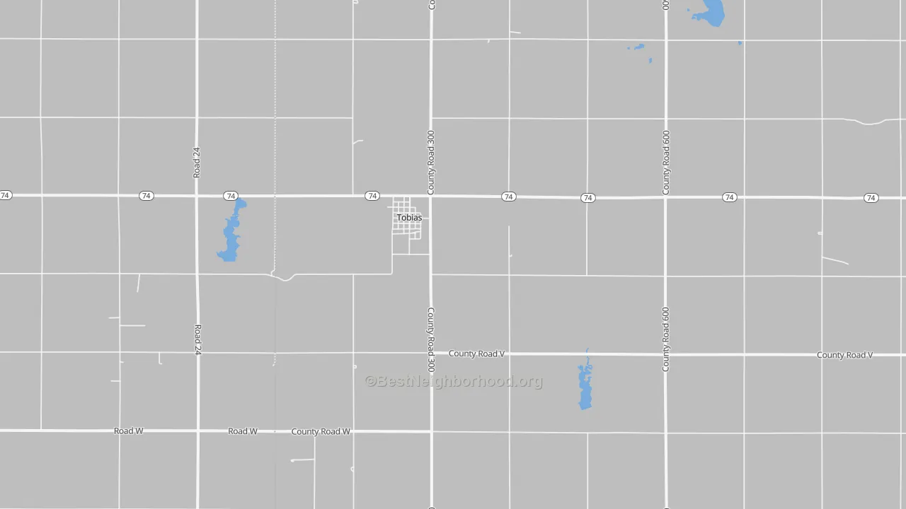 Walk Grade map of 68453, NE, walkable areas in green and car-dependent areas in red