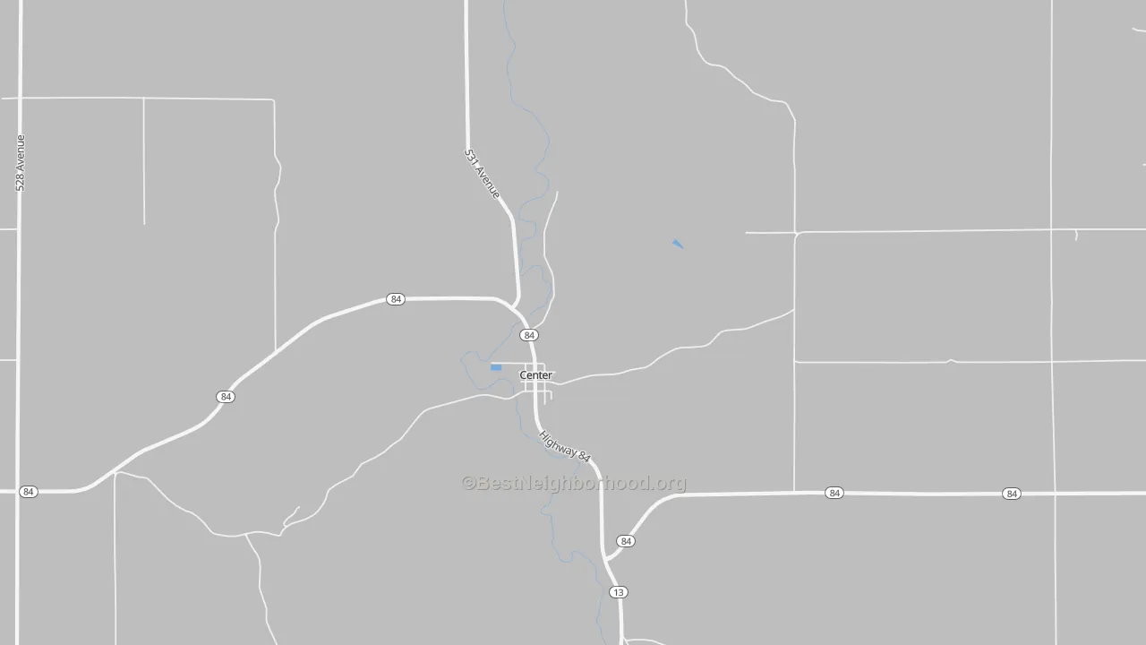 Walk Grade map of 68724, NE, walkable areas in green and car-dependent areas in red